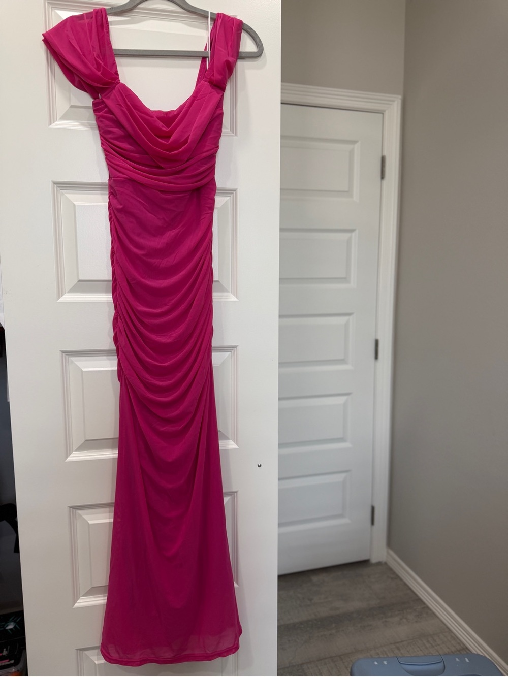 Hello Molly Hot Pink Ruched Cowl Maxi Dress